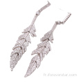 CZ Bar Boucle d&#39;oreille en argent sterling plaqué or